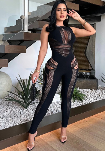 Women sexy hollow out sleeveless jumpsuit