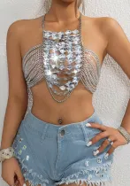 Women gem hollow bra bikini suspender belt body chain