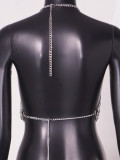 Women gem hollow bra bikini suspender belt body chain