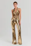 Women Elegant Backless Sequin Jumpsuit