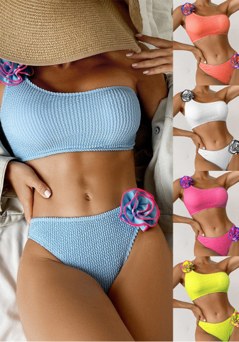 Women's Fashion Flower Two Pieces Bikini Swimsuit