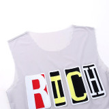 Autumn Street Style Women's Fashion Slim Letter Printed Vest Tops