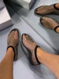 Summer Diamond Mesh Sandals Sexy Plus Size Flat Sandals