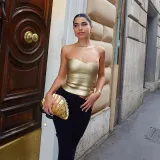 Women's Summer Solid Color Casual Strapless Crop Sleeveless Shiny Slim Vest Top