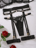 Summer Sexy Low-Cut See-Through Embroidery Sexy Bra Set Female Five-Piece Lingerie Set
