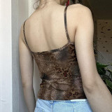 Animal Print Low-Cut Sexy Slim Strap Vest