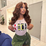 Autumn Street Style Women's Fashion Slim Letter Printed Vest Tops