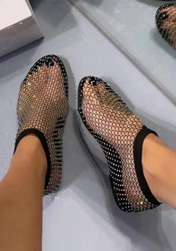 Summer Diamond Mesh Sandals Sexy Plus Size Flat Sandals