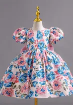 Girls Floral Bow Princess Dress Children's Flower Party Dress
