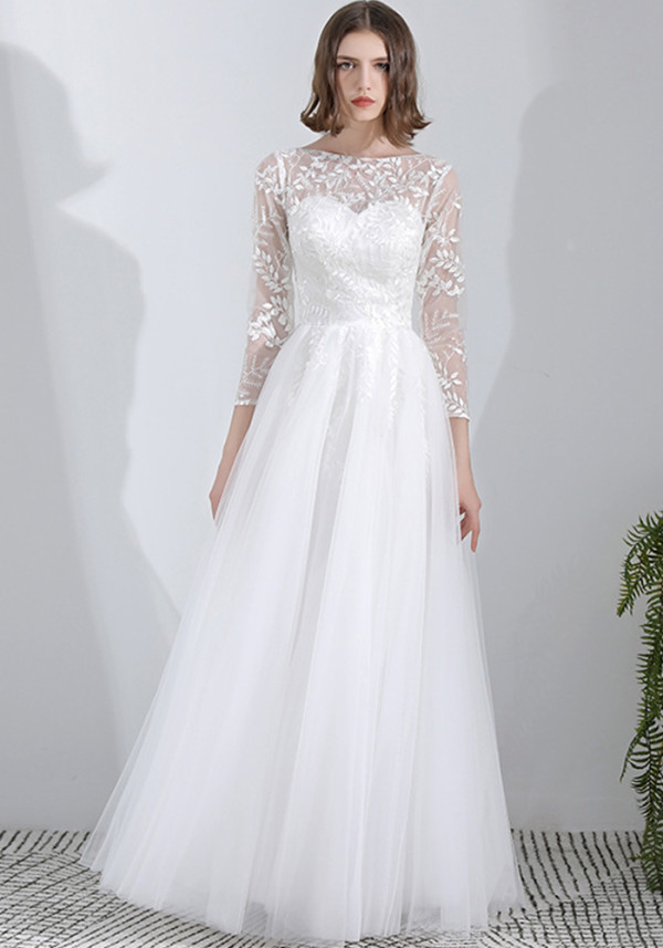 Luxury Embroidered Long Sleeve Bride Wedding Dress（Process Time Need 5-7 Days）