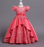 Girls' Dresses Children's Satin Embroidered Princess Dress