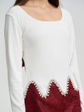 Solid Color Knitting Ribbed Long Sleeve Irregular Knitting Top