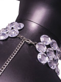 Summer Nightclub Slim Low Back Gem Strap Vest Halter Neck Top