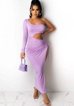 Women's Fashion Solid Color Drawstring Slit Dress