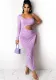 Women's Fashion Solid Color Drawstring Slit Dress