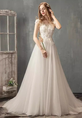 Luxury Wedding Dress White Lace Mesh Evening Dress Formal Party Gown（Process Time Need 5-7 Days）