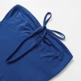 Women's Summer Strapless Low Back Ruffled Casual Two Piece Skirt Set