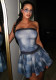Summer Women tie-dye print Strapless Dress
