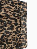Women split leopard V Neck cross Backless Strap Dress