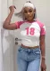 Summer Women Casual Contrast Five-pointed Star Print Round Neck Short Sleeve Top