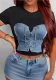 Women Printed Short Sleeve Crop Top