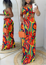 Summer Women asymmetric Print Long Dress