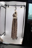 Women split leopard V Neck cross Backless Strap Dress