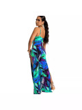 women's clothing sexy printed Strap split wide leg Jumpsuit