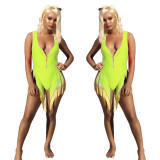 Women's Summer Gradient Color Tassel One-piece Swimsuit