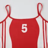 American style contrast color print camisole women's Basics sexy Low Back slim u-neck vest top