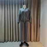 Autumn solid color zipper loose top Casual trousers set