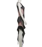Summer sexy see-through slim sleeveless irregular chic dresses
