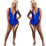 Women's Summer Gradient Color Tassel One-piece Swimsuit