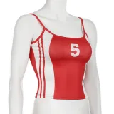 American style contrast color print camisole women's Basics sexy Low Back slim u-neck vest top