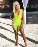 Women's Summer Gradient Color Tassel One-piece Swimsuit