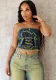 Fashionable women's clothing elastic patch embroidery Denim Strapless top