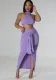 Fashion casual summer solid color sleeveless halter backless two piece skirt set