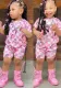 Children's Girls Fashion Butterfly Print Casual two piece shorts Set
