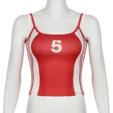 American style contrast color print camisole women's Basics sexy Low Back slim u-neck vest top