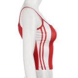 American style contrast color print camisole women's Basics sexy Low Back slim u-neck vest top