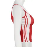 American style contrast color print camisole women's Basics sexy Low Back slim u-neck vest top