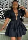 Women Summer V Neck Puff Sleeve Dress