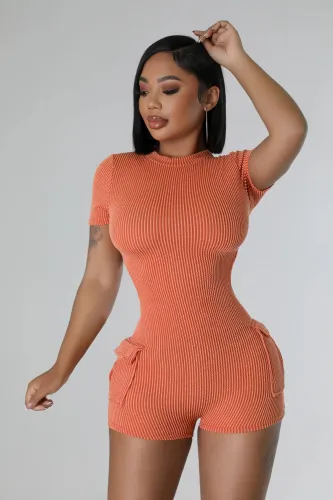 Women's Casual Solid Color Short Sleeve Slim Jumpsuit
