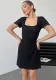 Women Summer Solid Wave Edge Short Sleeve Dress