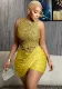 Women Sexy Sleeveless Round Neck Irregular Sequin Mini Dress