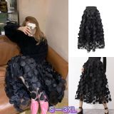 Women Retro Polka Dot Mesh Skirt