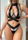 Women Lace-Up contrast bra thong Sexy Lingerie two-piece set