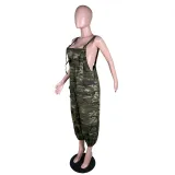 Women'S Camo Casual Cargo Loose Suspender Jumpsuit