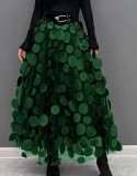 Women Retro Polka Dot Mesh Skirt