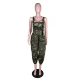 Women'S Camo Casual Cargo Loose Suspender Jumpsuit
